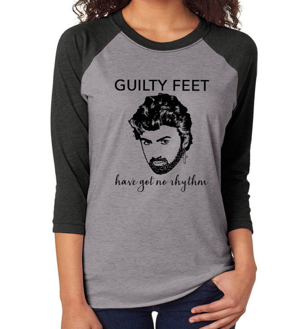 George Michael Wham 'Careless Whisper' lyrics unisex raglan tshirt / 80s music t shirt